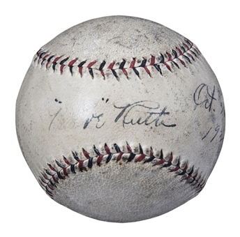 1924 Babe Ruth Signed & Inscribed Baseball (PSA/DNA) 
